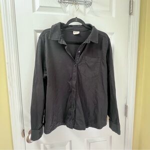 Pact Organic Cotton Long Sleeve Button Down Tee Shirt Black Womens Size XL